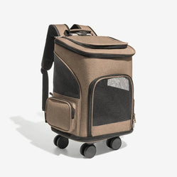 Airline-approved pet travel bag with wheels and breathable mesh, ideal for comfortable and convenient pet transport.