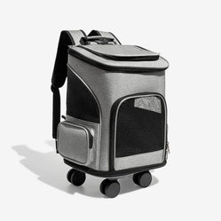 Airline-approved pet travel bag with wheels, featuring a spacious design and mesh panels for ventilation.