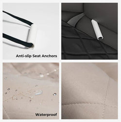 Waterproof dog car backseat protector with anti-slip anchors and quilted surface