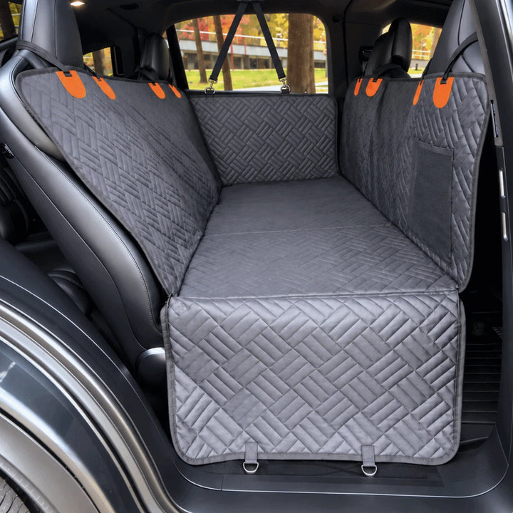 Black dog back seat cover hard bottom for car installed across the rear seats