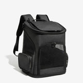 Black backpack for cats in studio