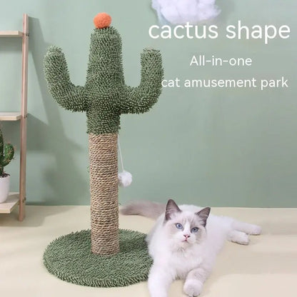 Cactus-shaped cat scratcher with all-in-one design for play and scratching, perfect for keeping cats entertained and active.