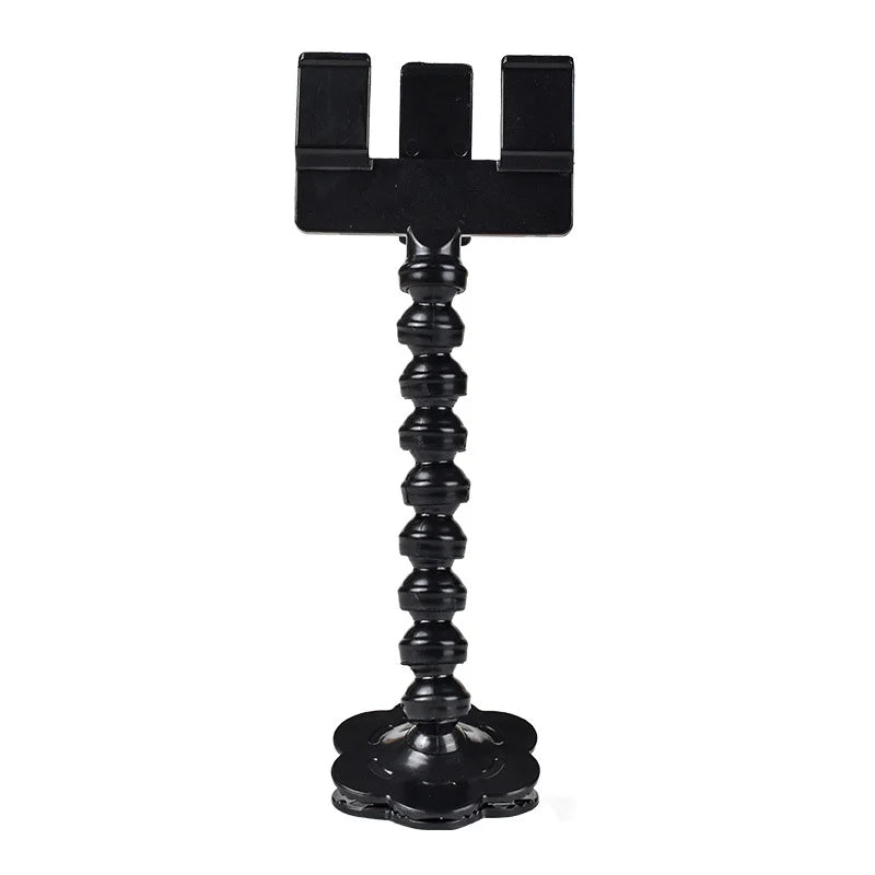 Dog and cat selfie clip in black with a flexible stand on a white background