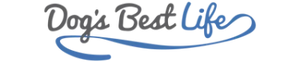 dog's best life logo in gray and blue text.