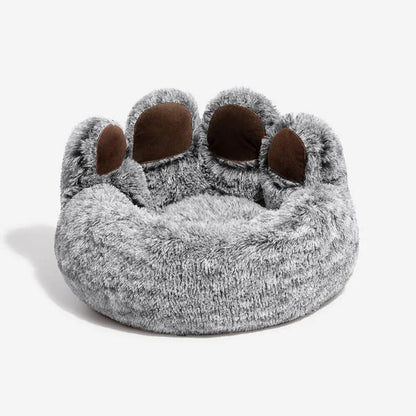 Fluffy paw-shaped dog bed, cozy and plush design for ultimate pet comfort, perfect for small to medium-sized dogs.