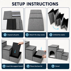 Dog steps stairs with folding design and support boards