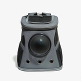 Gray bubble window cat backpack with mesh ventilation in studio 