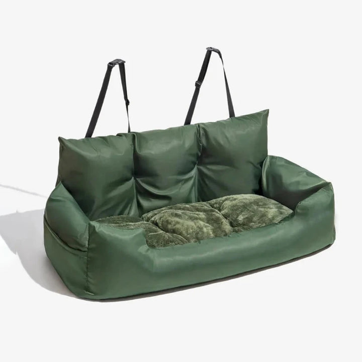 Large car pet bed with soft cushion and seat straps