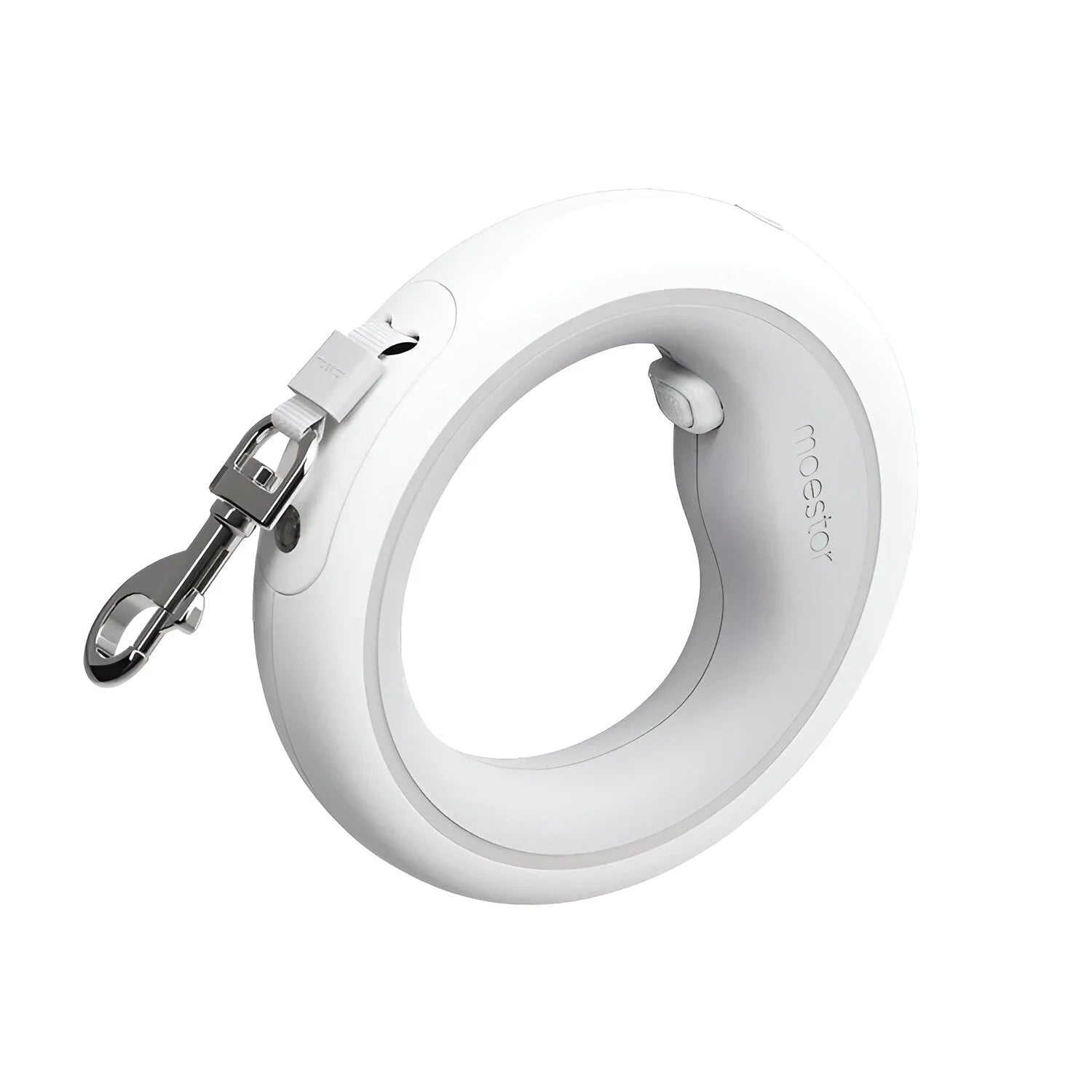 White moestar ufo dog leash product photo on a clean white background