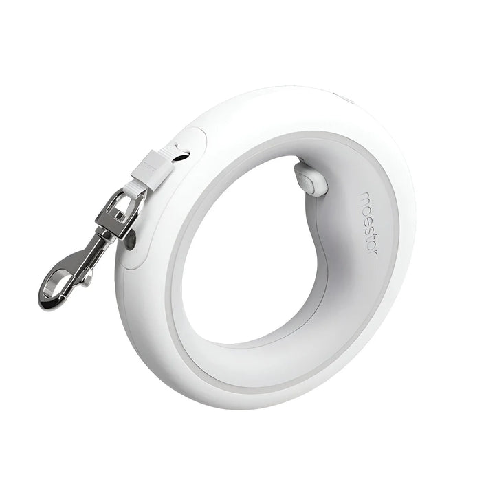 White moestar ufo dog leash product photo on a clean white background