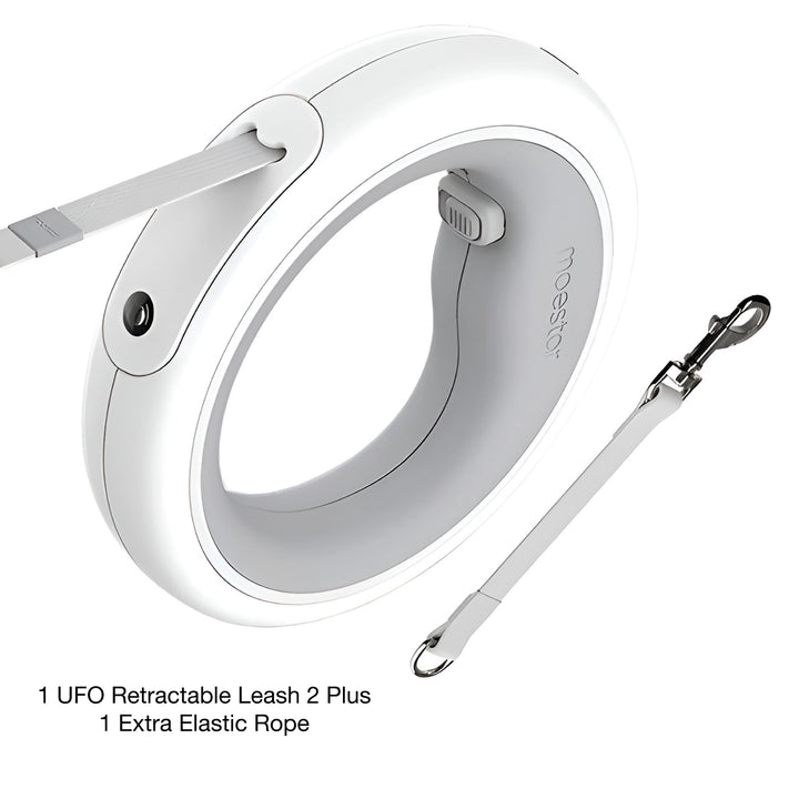 Moestar ergonomic dog leash shown with extra elastic rope accessory on white background