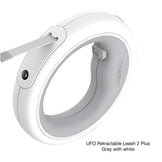 Gray and white dog leash with flashing lights product photo on a white background