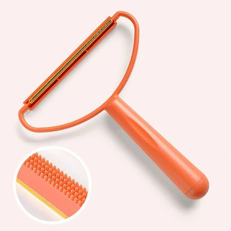 Efficient pet hair remover tool with dual-sided design for easy fur removal, perfect for cleaning furniture and clothes.