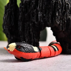 Close-up of an electric snake cat toy moving on the floor