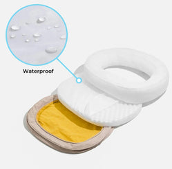 Waterproof layers of the soft oval donut dog bed showcasing its comfortable and practical design.