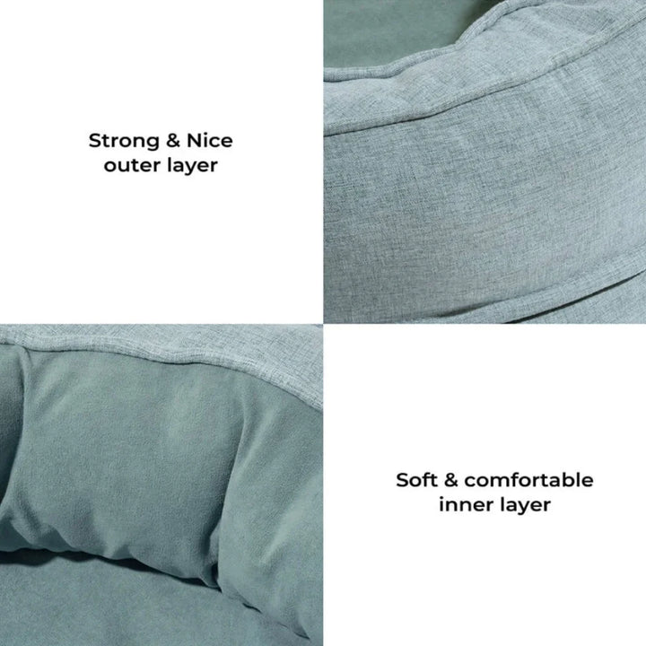 Soft oval donut dog bed featuring a strong outer layer and a comfortable inner layer for pets.