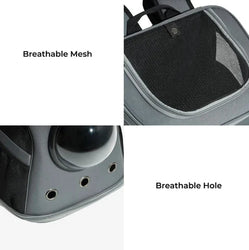 Close-up of breathable mesh and ventilation holes on a space cat backpack