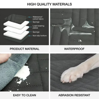 High-quality waterproof dog car seat cover with non-slip base, abrasion resistance, and easy-to-clean material for pet travel.